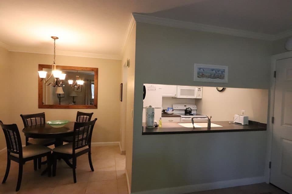 Dated kitchen and dining pass-through